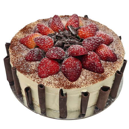 chocolate sponge cake with cream chantilly and fresh strawberries