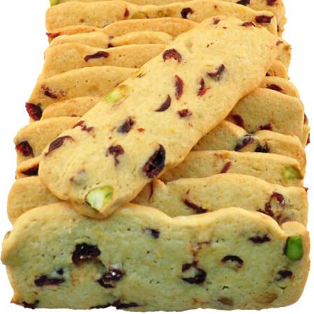 Cranberry and pistachio shortbread cookie